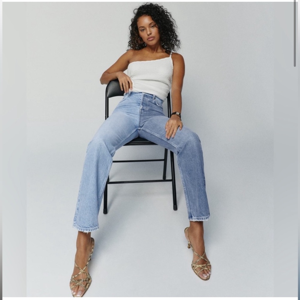 Reformation Jeans Womens 23 Cynthia Twoton High Rise Straight Button Fly